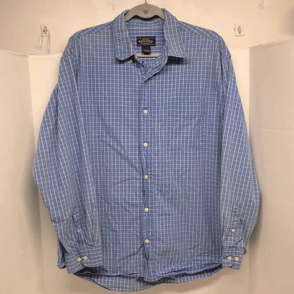 Genuine Sonoma Plaid Jeans Shirt Men’s (Large)